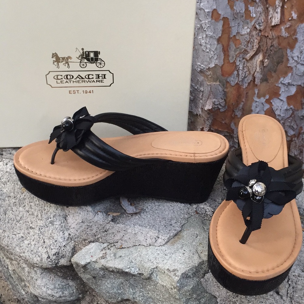 NWT Coach Jainis Metallic Kid Platform Sandals
